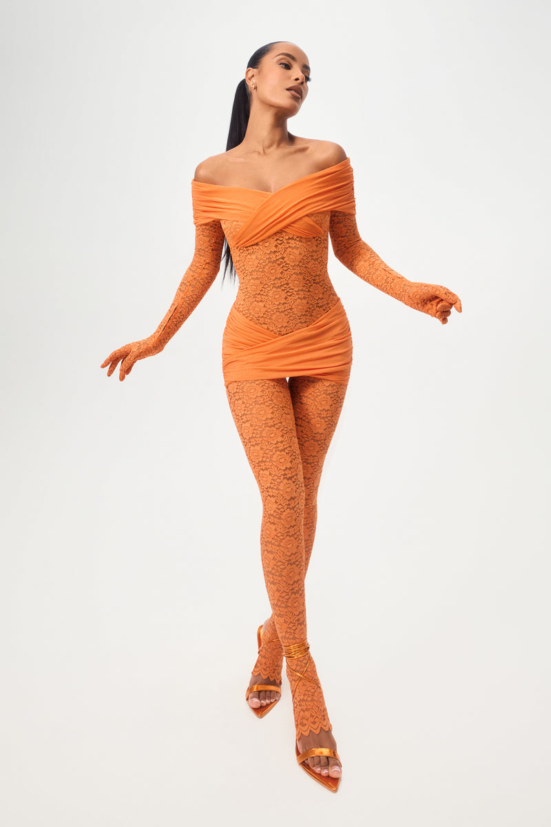 GUILTY PARTIES 24FWE-WMS-HI01 XXL 美品 Marigold Lace Catsuit – BRIELLE