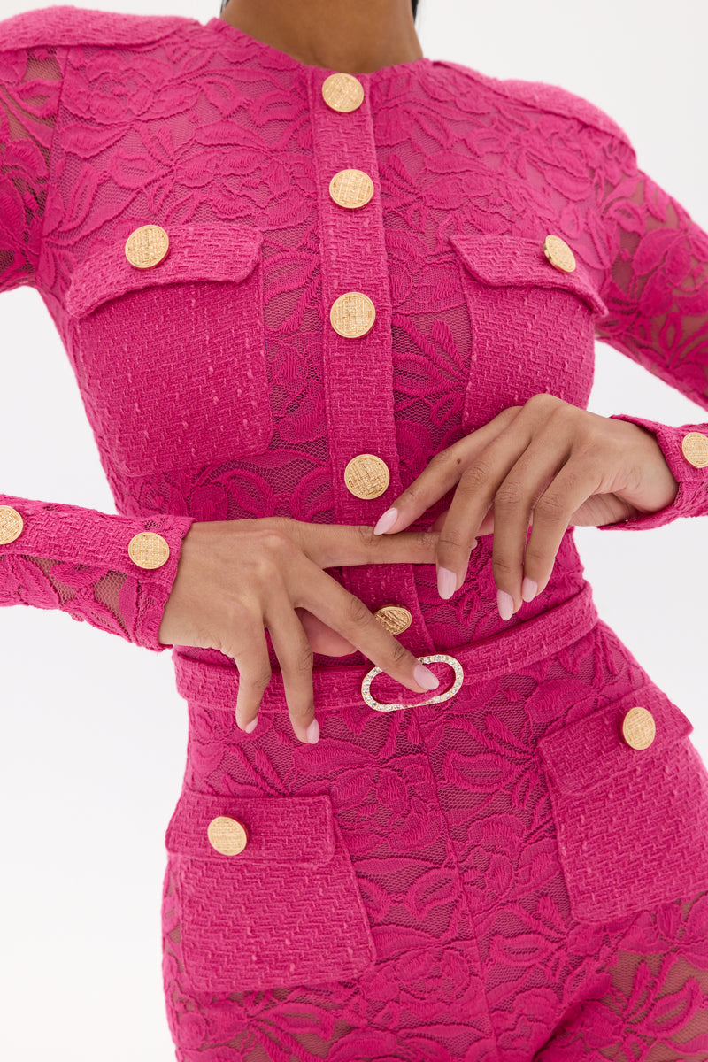 BRIELLE | Monaco Pink Catsuit | Designer Catsuit & Luxury Catsuit