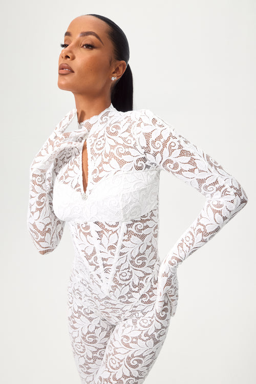 White Lotus Lace Catsuit