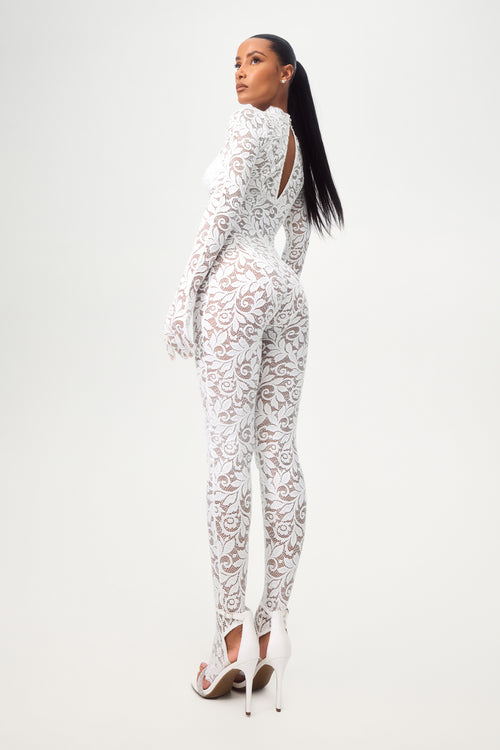 White Lotus Lace Catsuit