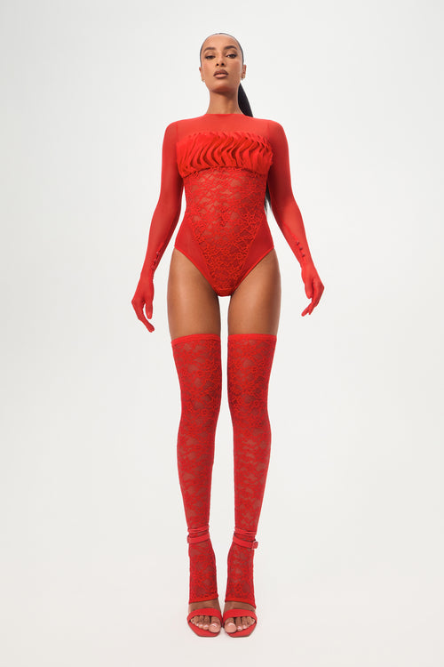 Elegant Red Thigh Highs