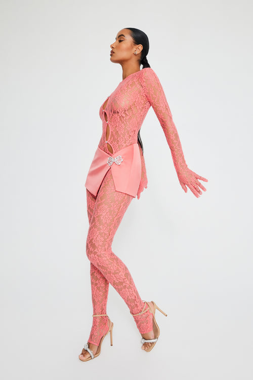 Sunset Hues Lace Catsuit