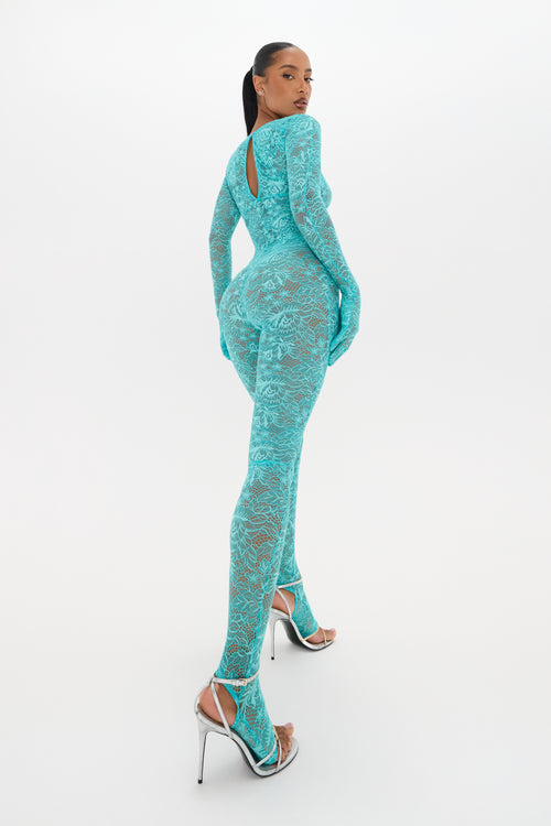 Turquoise Lace Catsuit