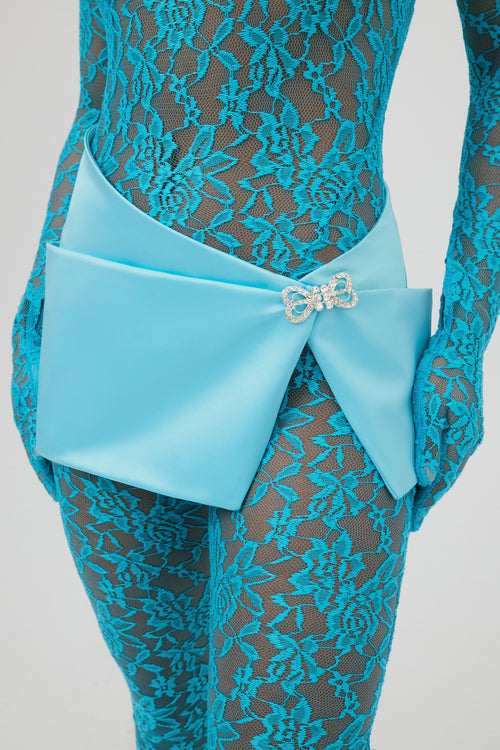 Light Turquoise Asymmetric Miniskirt