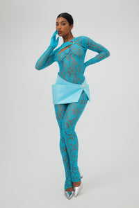 Turquoise Full lace Catsuit