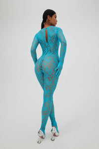 Turquoise Full lace Catsuit