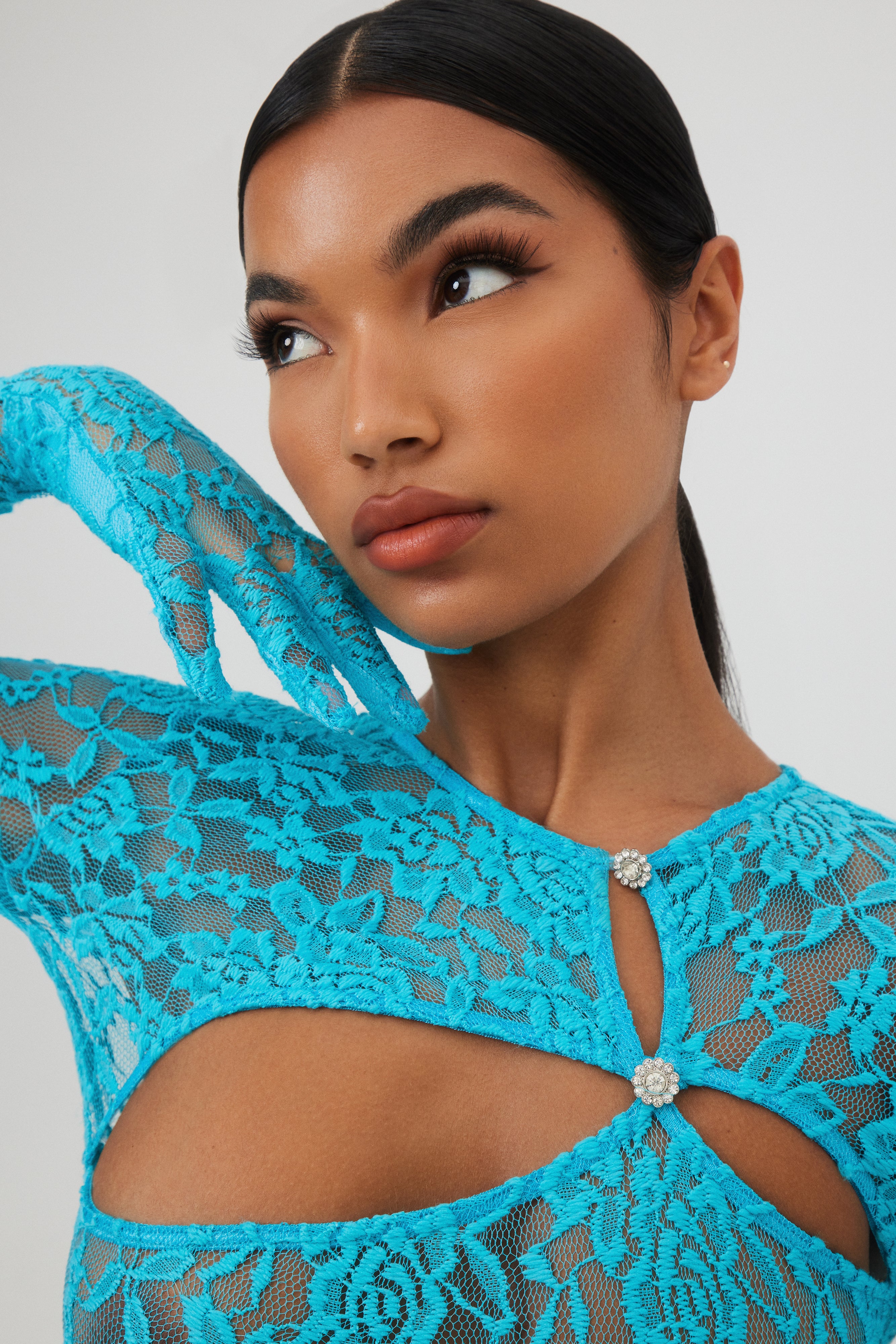 Turquoise Full lace Catsuit