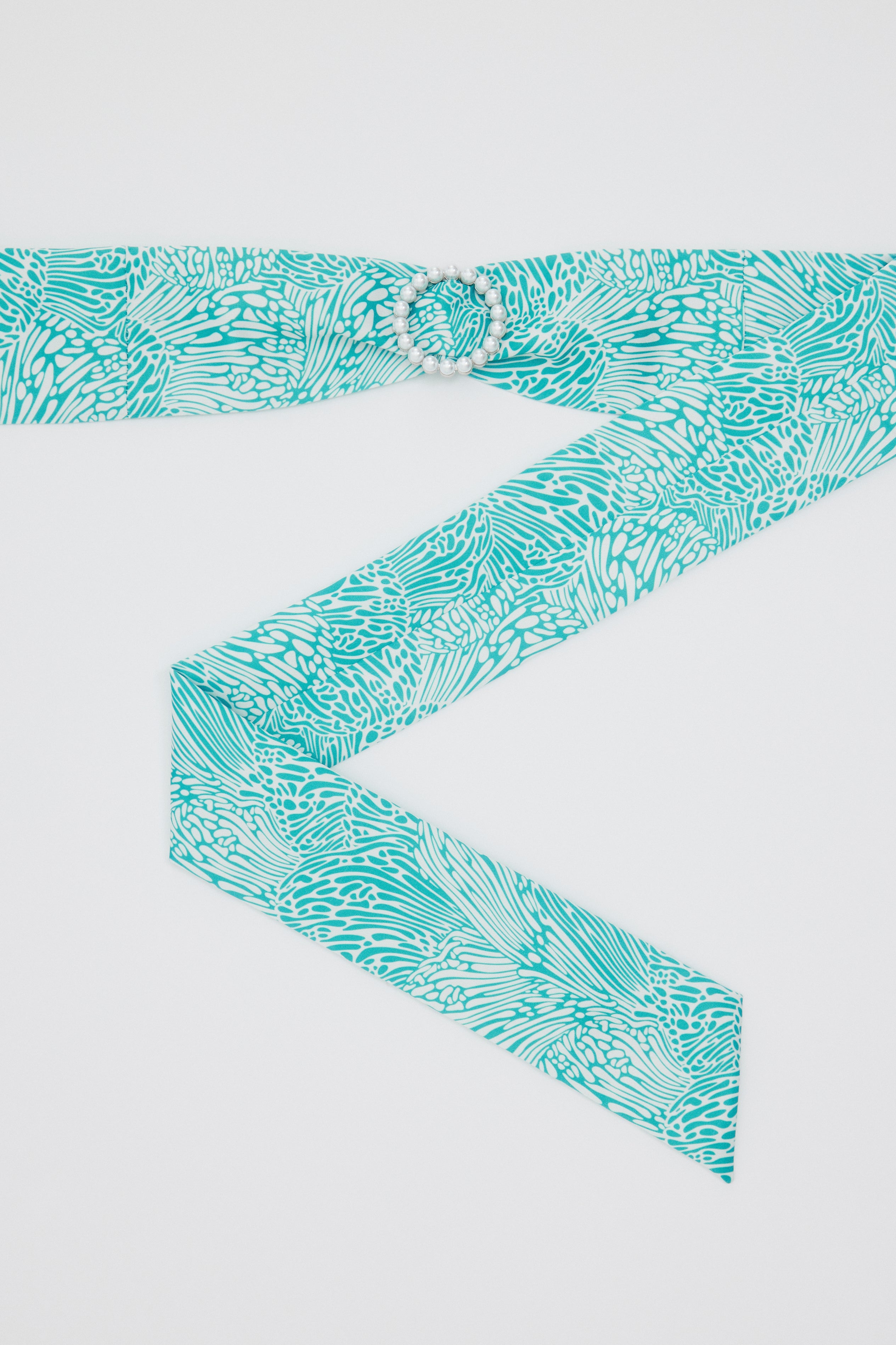Turquoise Micro Coral Reef Print Neck Scarf
