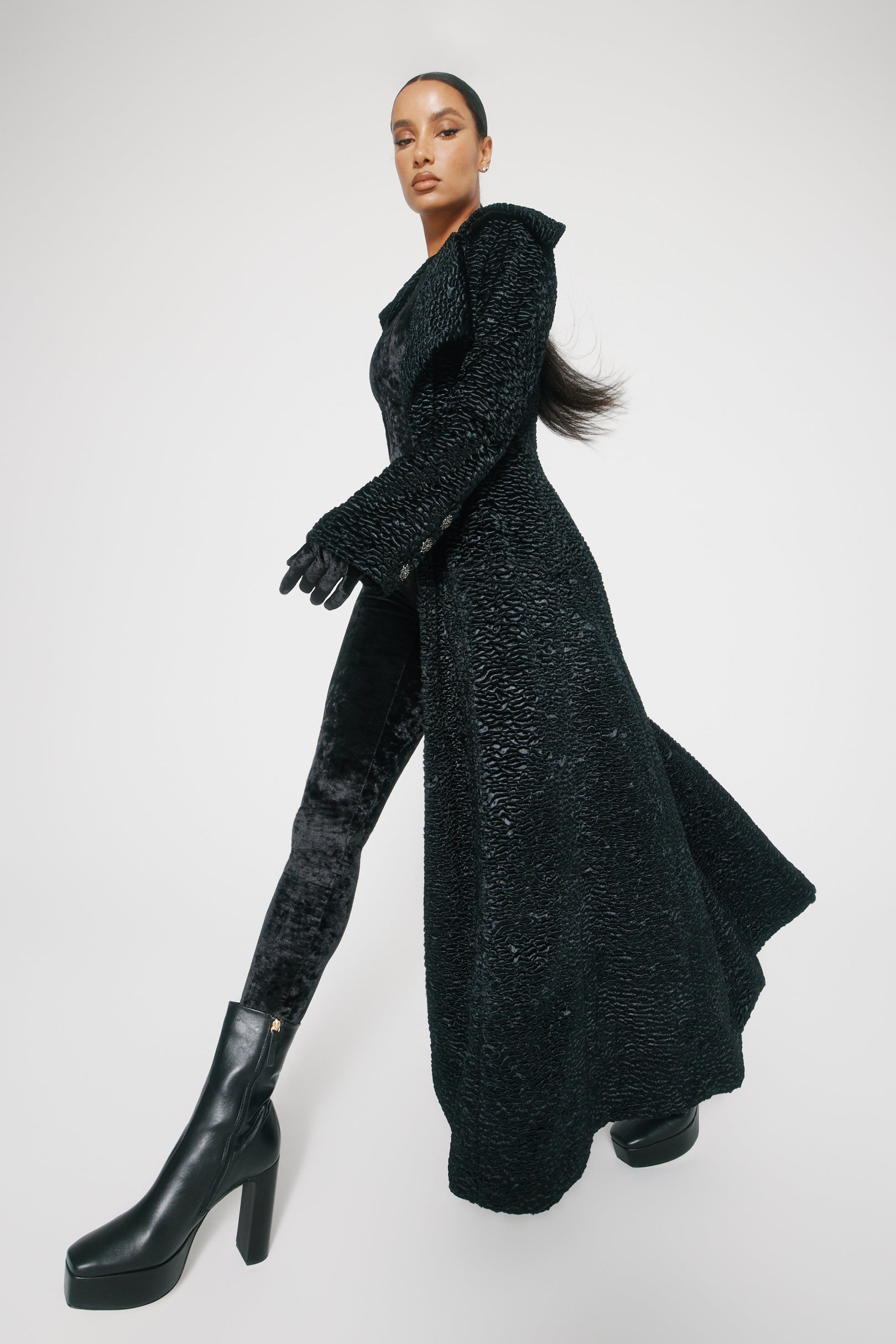 Femme Fatale Black Faux Fur Coat