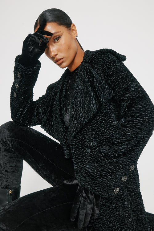Femme Fatale Black Faux Fur Coat