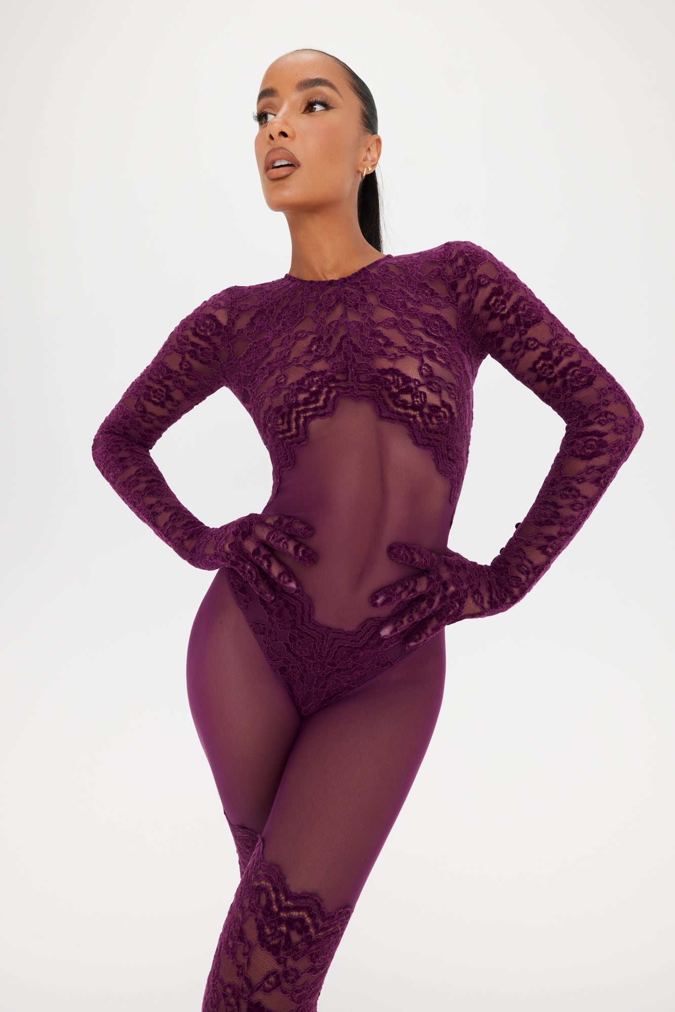 Royal Plum Lace Catsuit