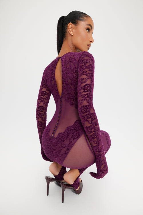 Royal Plum Lace Catsuit