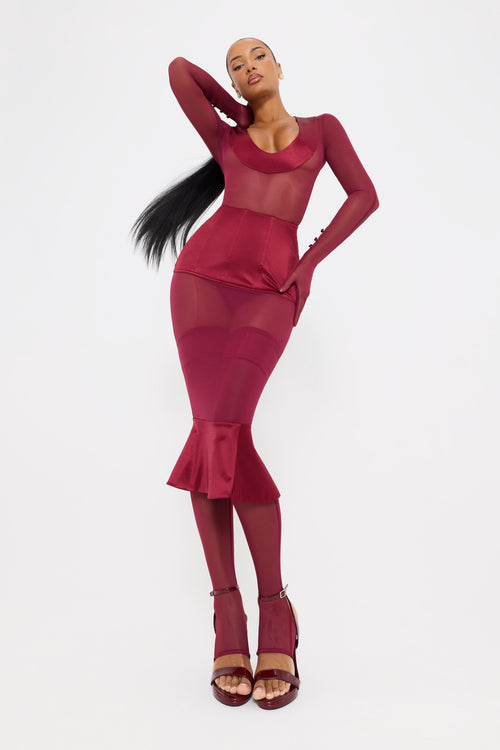Imperial Wine Midi Skirt