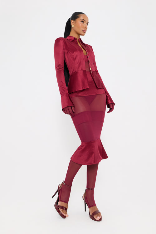 Imperial Wine Peplum Blazer