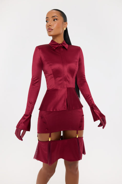 Imperial Wine Peplum Blazer