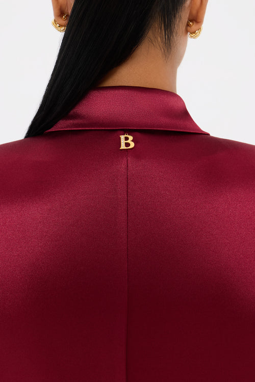 Imperial Wine Peplum Blazer